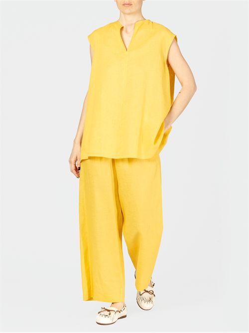 Pants in linen fabric with elastic waistband FABIANA FILIPPI | PAD275F310D8354031